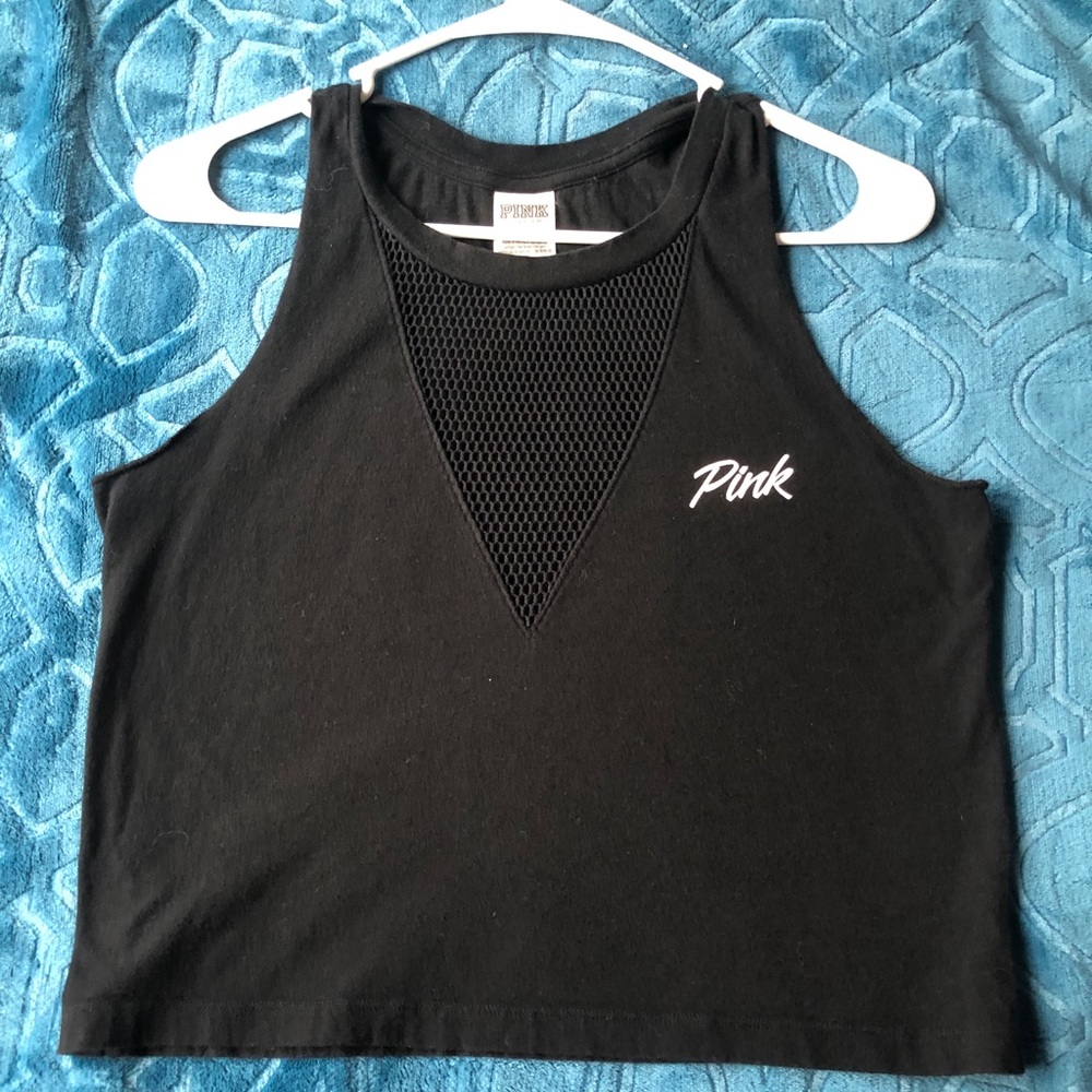 Black PINK mesh vneck